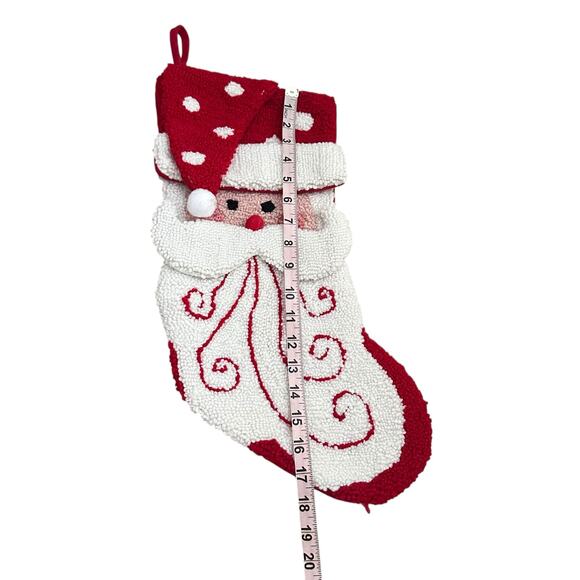 Set of 2 Santa Hooked Christmas Stockings Holiday Wool Needlepoint Style 17” - Picture 7 of 8